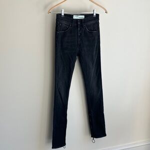 Off-White Black Denim Jeans Skinny, High Waisted Button Fly Size 26
